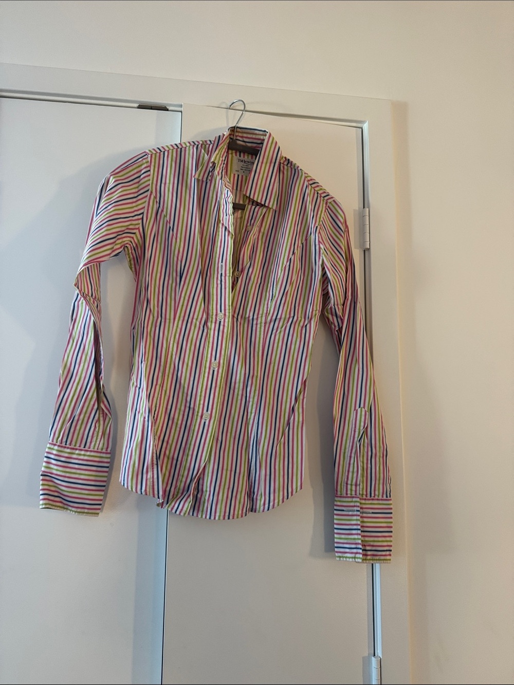 T.M.Lewin Multistripe Dress Shirt in Pink, Green, Blue, Yellow, Purple